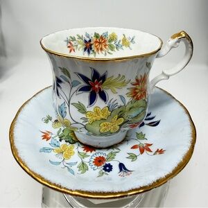 Paragon Oriental Series MING Floral Teacup and Saucer with Gold Trim